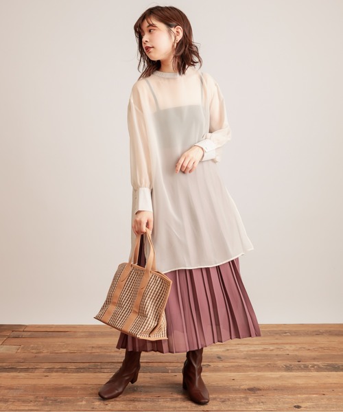 natural couture（ナチュラルクチュール）の「【WEB限定カラー有り】モードな太ピッチダブルプリーツスカート（スカート・レディース・ベージュ/ブラウン/ピンク/イエロー/ブルー・FREE）」の18枚目の写真