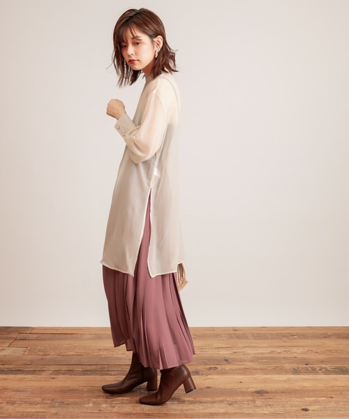 natural couture（ナチュラルクチュール）の「【WEB限定カラー有り】モードな太ピッチダブルプリーツスカート（スカート・レディース・ベージュ/ブラウン/ピンク/イエロー/ブルー・FREE）」の19枚目の写真