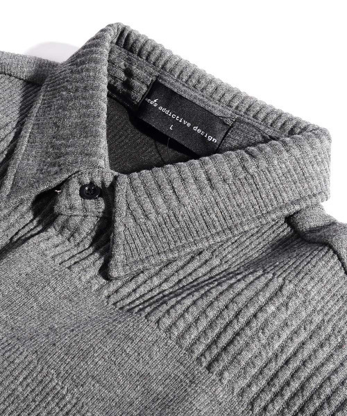 【セール】【neos -addictive design-】ビッグシルエット ライン ロングスリーブ ニットシャツ(シャツ/ブラウス)|neos(ネオス) 【セール】【neos -addictive design-】ビッグシルエット ライン ロングスリーブ ニットシャツ(シャツ/ブラウス)|neos(ネオス)