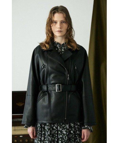 MOUSSY マウジー ✨ F ダブルライダースジャケット 牛革 本革 ベルト MOUSSY(マウジー)の「BELTED F/LEATHER ジャケット(その他
