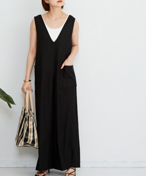 Auntie Rosa Holiday（アンティローザホリデー）の「バックシャンリネンサロペット（サロペット/オーバーオール・レディース・ブラック/モカ/ナチュラル・FREE）」の11枚目の写真