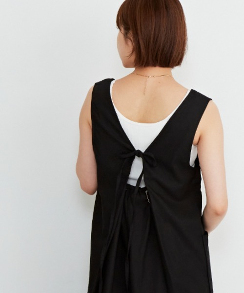 Auntie Rosa Holiday（アンティローザホリデー）の「バックシャンリネンサロペット（サロペット/オーバーオール・レディース・ブラック/モカ/ナチュラル・FREE）」の15枚目の写真