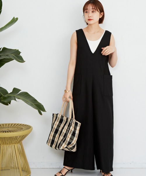 Auntie Rosa Holiday（アンティローザホリデー）の「バックシャンリネンサロペット（サロペット/オーバーオール・レディース・ブラック/モカ/ナチュラル・FREE）」の18枚目の写真