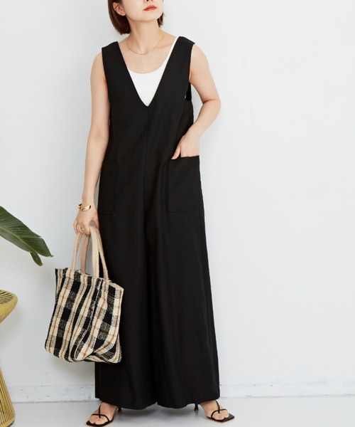 Auntie Rosa Holiday（アンティローザホリデー）の「バックシャンリネンサロペット（サロペット/オーバーオール・レディース・ブラック/モカ/ナチュラル・FREE）」の19枚目の写真