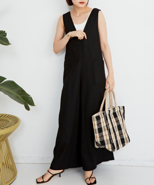 Auntie Rosa Holiday（アンティローザホリデー）の「バックシャンリネンサロペット（サロペット/オーバーオール・レディース・ブラック/モカ/ナチュラル・FREE）」の22枚目の写真