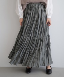 切り替えワッシャーティアードプリーツスカート