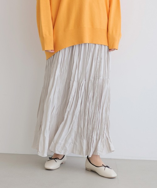 AMERICAN HOLIC（アメリカンホリック）の「切り替えワッシャーティアードプリーツスカート（スカート・レディース・ライトグレー/ブラック/ベージュ/パープル/カーキ・M/L）」の3枚目の写真