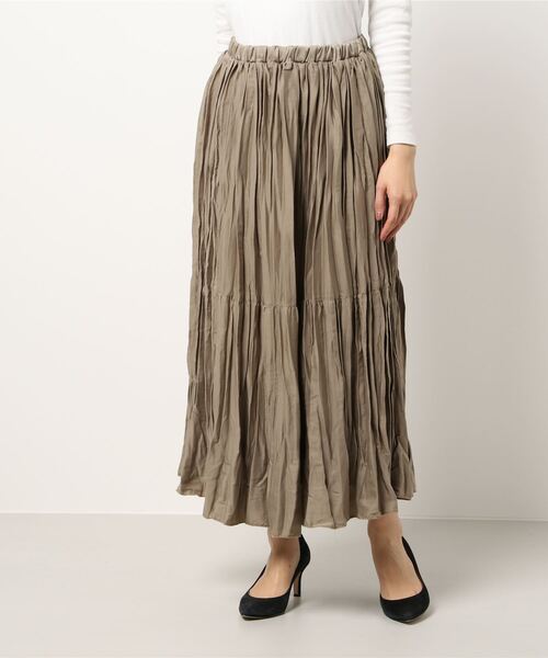 AMERICAN HOLIC（アメリカンホリック）の「切り替えワッシャーティアードプリーツスカート（スカート・レディース・ライトグレー/ブラック/ベージュ/パープル/カーキ・M/L）」の7枚目の写真