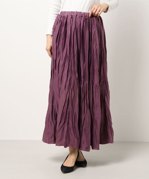 AMERICAN HOLIC（アメリカンホリック）の「切り替えワッシャーティアードプリーツスカート（スカート・レディース・ライトグレー/ブラック/ベージュ/パープル/カーキ・M/L）」の9枚目の写真