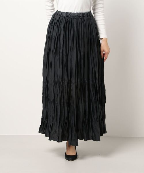 AMERICAN HOLIC（アメリカンホリック）の「切り替えワッシャーティアードプリーツスカート（スカート・レディース・ライトグレー/ブラック/ベージュ/パープル/カーキ・M/L）」の10枚目の写真