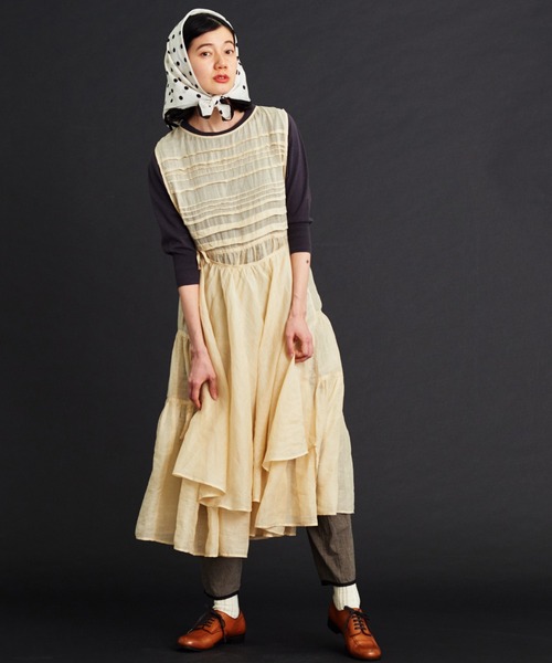 Malle(マル)の「malle Ramieノースリラップドレス(ワンピース・レディース・ピンク/キナリ/ネイビー・FREE)」の9枚目の写真