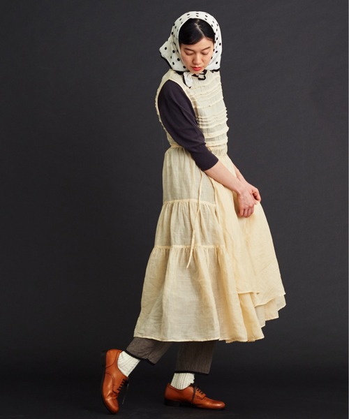 Malle(マル)の「malle Ramieノースリラップドレス(ワンピース・レディース・ピンク/キナリ/ネイビー・FREE)」の10枚目の写真