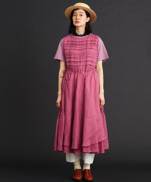 Malle(マル)の「malle Ramieノースリラップドレス(ワンピース・レディース・ピンク/キナリ/ネイビー・FREE)」の14枚目の写真