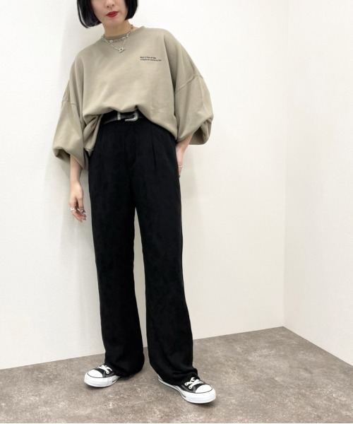 apres jour mignon（アプレジュールミニョン）の「ジャガードクロスフレアパンツ 【ZOZOTOWN限定アイテム】（その他パンツ・レディース・ブラック/グリーン系その他/ダークブルー・X-LARGE/フリー）」の6枚目の写真