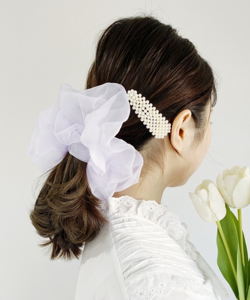 Loueme(ルエム)の「シアービッグシュシュ(シュシュ・レディース・ベージュ/ライトピンク/アイボリー/パープル/ブルー・FREE)」の5枚目の写真