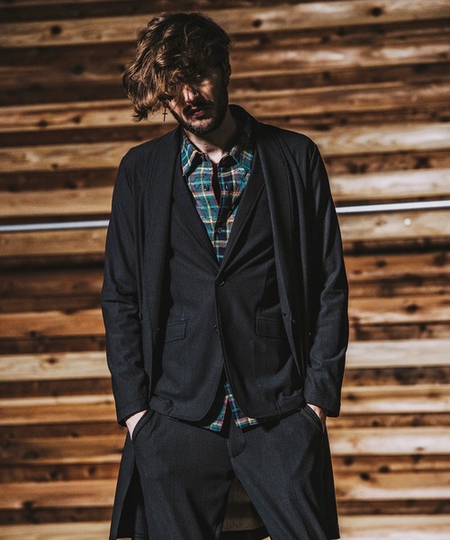 NO ID.(ノーアイディ)の「【NO ID.】Mesh Jersey 2B Jacket / メッシュ ジャージー 2ボタン ジャケット(テーラードジャケット・メンズ・ブラック/ネイビー・1/2)」の18枚目の写真
