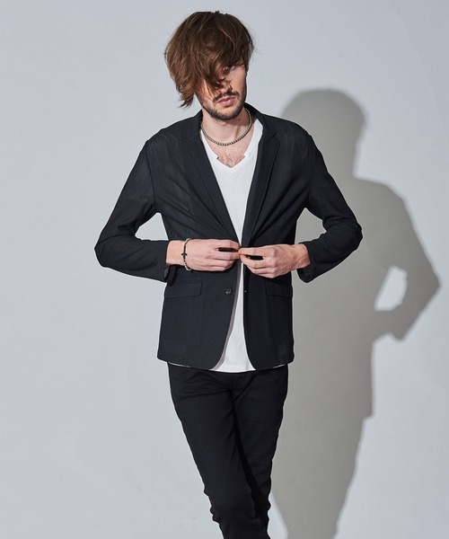 NO ID.(ノーアイディ)の「【NO ID.】Mesh Jersey 2B Jacket / メッシュ ジャージー 2ボタン ジャケット(テーラードジャケット・メンズ・ブラック/ネイビー・1/2)」の19枚目の写真