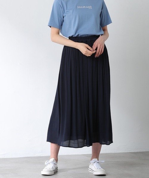 Honeys（ハニーズ）の「ロングギャザースカート（スカート・レディース・ネイビー/ブルー系その他/スミクロ/イエロー/ピンク系その他/ベージュ/オレンジ/ブルーグリーン・L/M/S）」の3枚目の写真