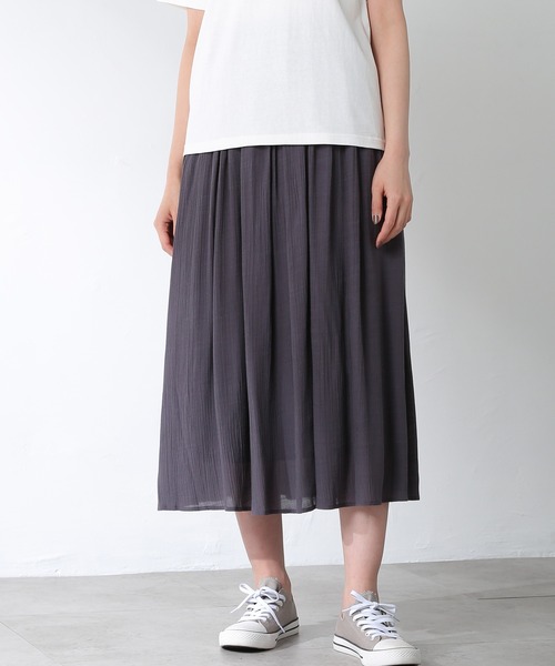 Honeys（ハニーズ）の「ロングギャザースカート（スカート・レディース・ネイビー/ブルー系その他/スミクロ/イエロー/ピンク系その他/ベージュ/オレンジ/ブルーグリーン・L/M/S）」の2枚目の写真