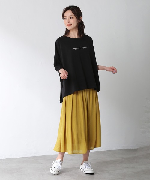 Honeys（ハニーズ）の「ロングギャザースカート（スカート・レディース・ネイビー/ブルー系その他/スミクロ/イエロー/ピンク系その他/ベージュ/オレンジ/ブルーグリーン・L/M/S）」の9枚目の写真