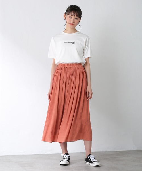 Honeys（ハニーズ）の「ロングギャザースカート（スカート・レディース・ネイビー/ブルー系その他/スミクロ/イエロー/ピンク系その他/ベージュ/オレンジ/ブルーグリーン・L/M/S）」の15枚目の写真