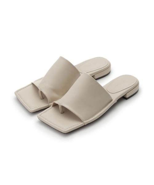 Mila Owen（ミラオーウェン）の「アウトステッチフラットミュール（サンダル・レディース・アイボリー/チャコールグレー/イエロー・37/38/36）」の6枚目の写真