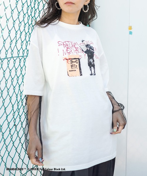 RASVOA(ラスボア)の「Banksy's GraffitiビッグT/Art DIY Punk(Tシャツ/カットソー・レディース・ブラック/オフホワイト・FREE)」の2枚目の写真