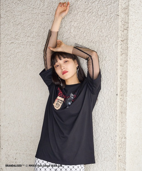 RASVOA(ラスボア)の「Banksy's GraffitiビッグT/Art DIY Punk(Tシャツ/カットソー・レディース・ブラック/オフホワイト・FREE)」の6枚目の写真