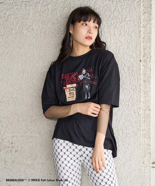 RASVOA(ラスボア)の「Banksy's GraffitiビッグT/Art DIY Punk(Tシャツ/カットソー・レディース・ブラック/オフホワイト・FREE)」の3枚目の写真