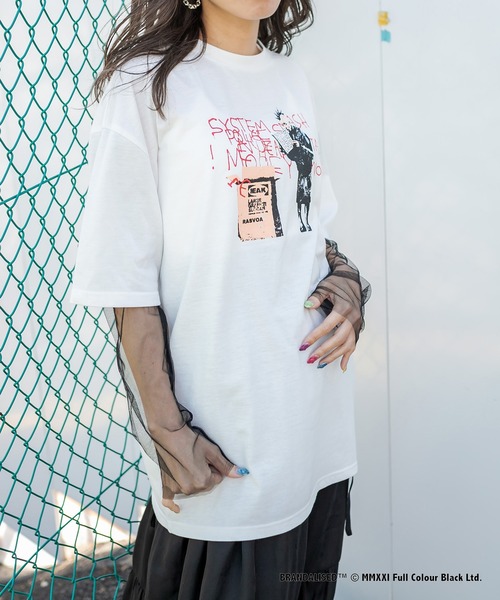 RASVOA(ラスボア)の「Banksy's GraffitiビッグT/Art DIY Punk(Tシャツ/カットソー・レディース・ブラック/オフホワイト・FREE)」の20枚目の写真