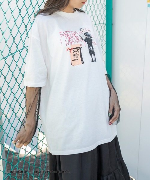 RASVOA(ラスボア)の「Banksy's GraffitiビッグT/Art DIY Punk(Tシャツ/カットソー・レディース・ブラック/オフホワイト・FREE)」の12枚目の写真