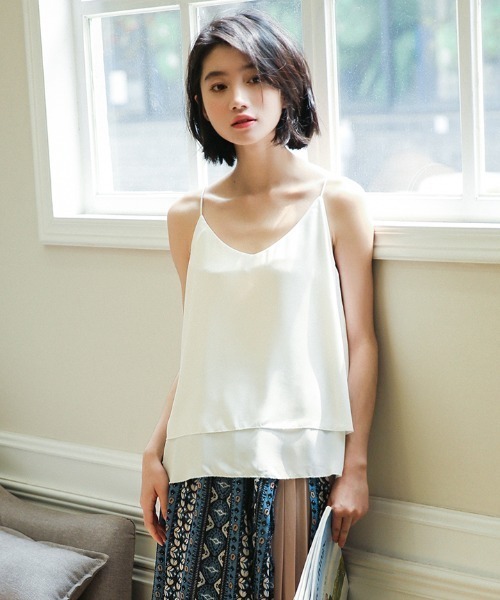 yuue' ( wear )(ユーイ)の「レイヤードシンプルキャミソール(キャミソール・レディース・ホワイト/レッド・FREE)」の1枚目の写真