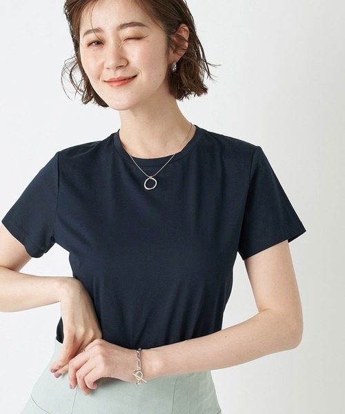 RIVE DROITE（リヴドロワ）の「コンパクトヤーンクルーTシャツ（Tシャツ/カットソー・レディース・ネイビー/ベージュ/ホワイト・FREE）」の3枚目の写真