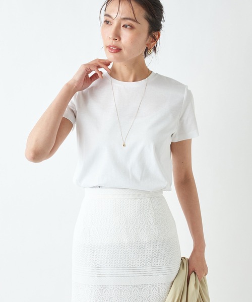 RIVE DROITE（リヴドロワ）の「コンパクトヤーンクルーTシャツ（Tシャツ/カットソー・レディース・ネイビー/ベージュ/ホワイト・FREE）」の10枚目の写真