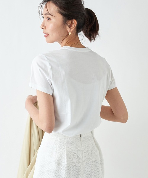 RIVE DROITE（リヴドロワ）の「コンパクトヤーンクルーTシャツ（Tシャツ/カットソー・レディース・ネイビー/ベージュ/ホワイト・FREE）」の4枚目の写真