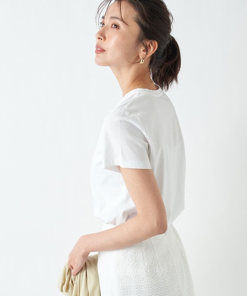 RIVE DROITE（リヴドロワ）の「コンパクトヤーンクルーTシャツ（Tシャツ/カットソー・レディース・ネイビー/ベージュ/ホワイト・FREE）」の6枚目の写真