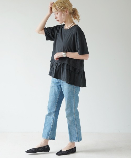 LUPILIEN(ルピリアン)の「クールタッチ素材レイヤードカットソー(Tシャツ/カットソー・レディース・チャコールグレー/ライトベージュ/オフホワイト・FREE)」の14枚目の写真