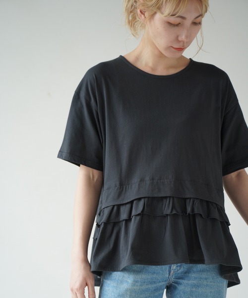 LUPILIEN(ルピリアン)の「クールタッチ素材レイヤードカットソー(Tシャツ/カットソー・レディース・チャコールグレー/ライトベージュ/オフホワイト・FREE)」の15枚目の写真
