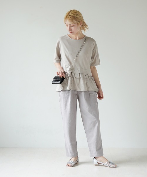 LUPILIEN(ルピリアン)の「クールタッチ素材レイヤードカットソー(Tシャツ/カットソー・レディース・チャコールグレー/ライトベージュ/オフホワイト・FREE)」の10枚目の写真