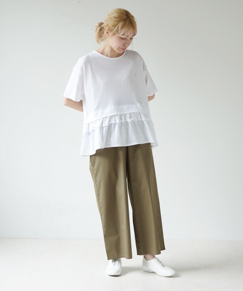 LUPILIEN(ルピリアン)の「クールタッチ素材レイヤードカットソー(Tシャツ/カットソー・レディース・チャコールグレー/ライトベージュ/オフホワイト・FREE)」の5枚目の写真