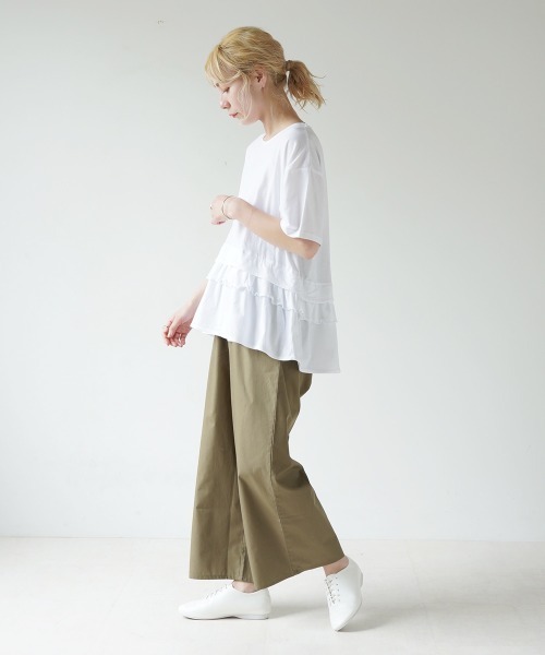 LUPILIEN(ルピリアン)の「クールタッチ素材レイヤードカットソー(Tシャツ/カットソー・レディース・チャコールグレー/ライトベージュ/オフホワイト・FREE)」の7枚目の写真