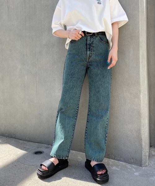 PBLIM（ページボーイリム）の「【PAGEBOYLIM】カラーストレートデニム（デニムパンツ・レディース・グリーン系その他/ブルー系その他・MEDIUM/LARGE）」の2枚目の写真