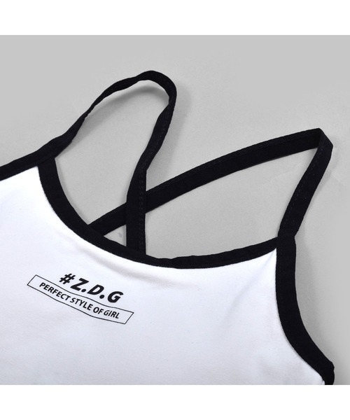 ZIDDY（ジディ）の「ZIDDY/サイド ブロック チェック ライン キャミソール（キャミソール・キッズ・ホワイト/ブラック・160/140/150/130）」の5枚目の写真