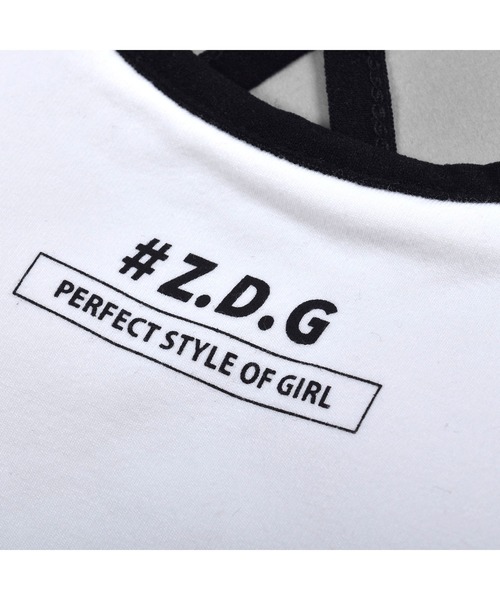 ZIDDY（ジディ）の「ZIDDY/サイド ブロック チェック ライン キャミソール（キャミソール・キッズ・ホワイト/ブラック・160/140/150/130）」の6枚目の写真