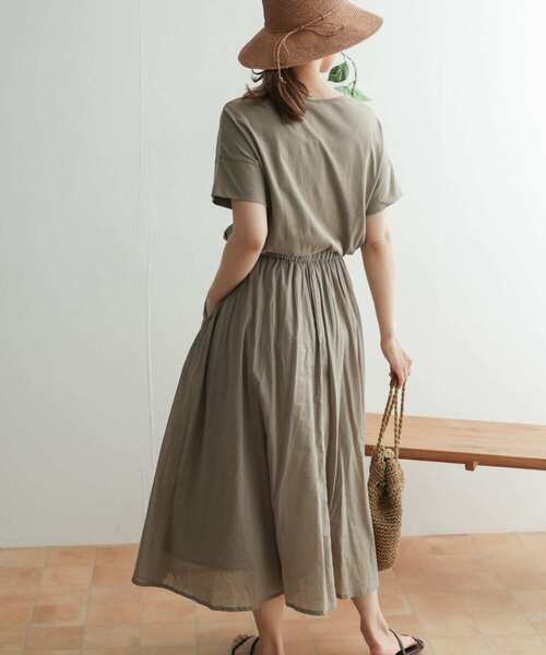 URBAN RESEARCH DOORS（アーバンリサーチドアーズ）の「コットンギャザーワンピース（ワンピース・レディース・ピンク/パープル/ネイビー/モカ/ロイヤルブルー/ブラック/ベージュ・ONE）」の15枚目の写真