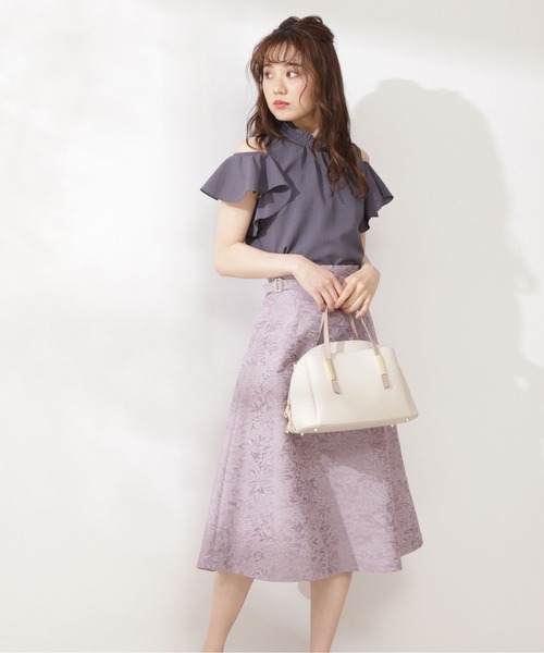 PROPORTION BODY DRESSING(プロポーションボディドレッシング)の「バックシャンジャガードフレアスカート / 1211220505(スカート・レディース・グレー/ピンク系その他2・X-SMALL/SMALL/MEDIUM)」の2枚目の写真