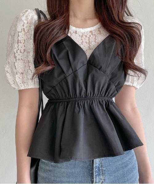 SONA（ソナ）の「SONYUNARA フラワーレースビスチェブラウス（シャツ/ブラウス・レディース・ブラック・FREE）」の7枚目の写真
