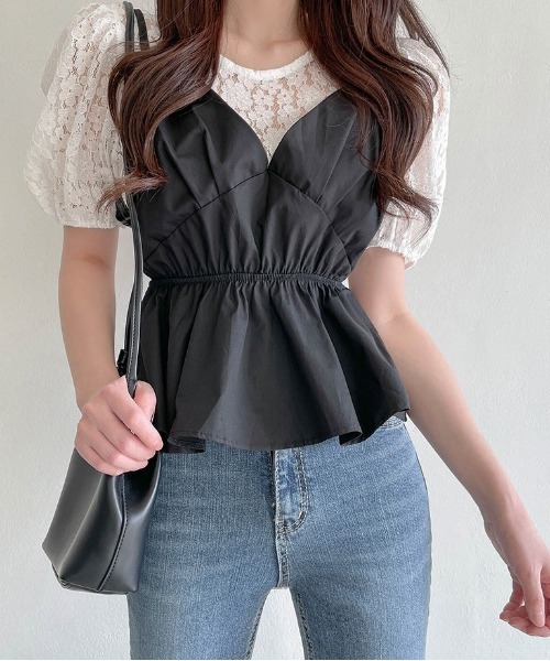 SONA（ソナ）の「SONYUNARA フラワーレースビスチェブラウス（シャツ/ブラウス・レディース・ブラック・FREE）」の4枚目の写真