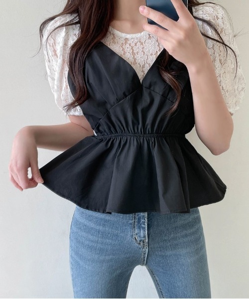 SONA（ソナ）の「SONYUNARA フラワーレースビスチェブラウス（シャツ/ブラウス・レディース・ブラック・FREE）」の10枚目の写真