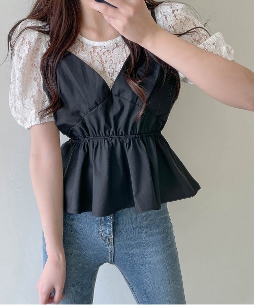 SONA（ソナ）の「SONYUNARA フラワーレースビスチェブラウス（シャツ/ブラウス・レディース・ブラック・FREE）」の6枚目の写真